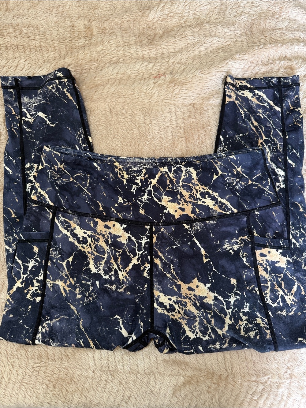 Constantly Varied Gear Navy and Cream Marble-Print Leggings